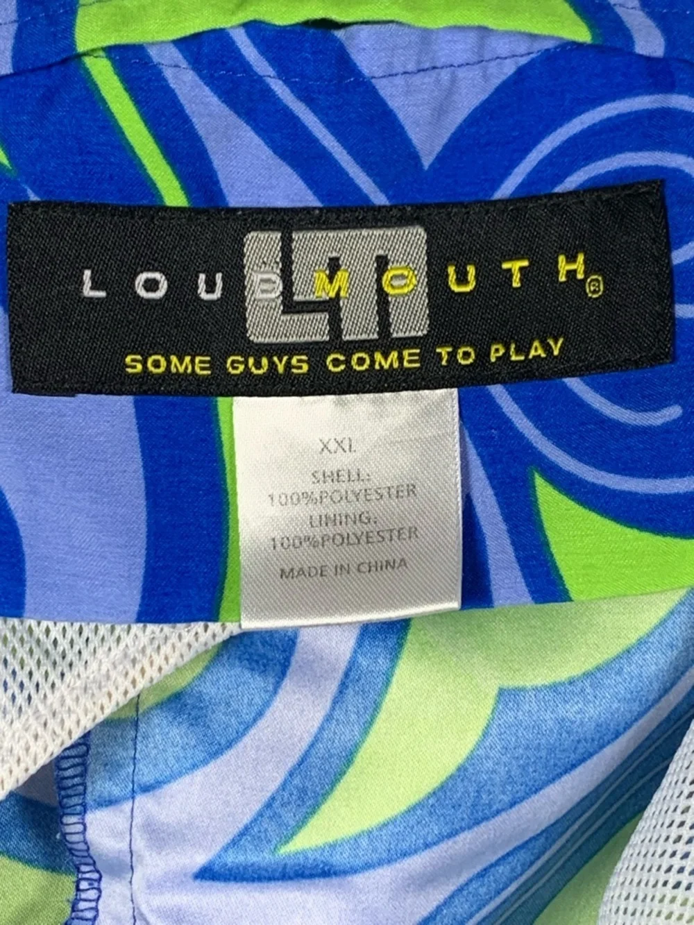 Loudmouth Swim Trunks Mens XXL Blue Green Swirl Print Board Shorts Beach Golf